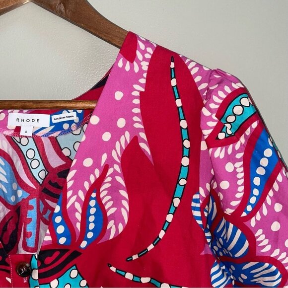 Rhode Nisha Top in Red Psychedelic Flower Size Small - Picture 6 of 8